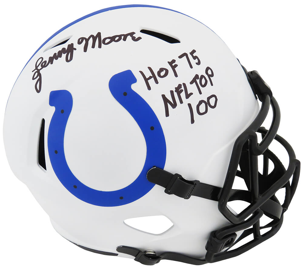Lenny Moore Signed Colts Lunar Eclipse Riddell Full Size Speed Replica Helmet w/HOF'75, NFL Top 100 - MOOREP318 - Lenny Moore Signed Colts Lunar Eclipse Riddell Full Size Speed Replica Helmet w/HOF'75, NFL Top 100 product image