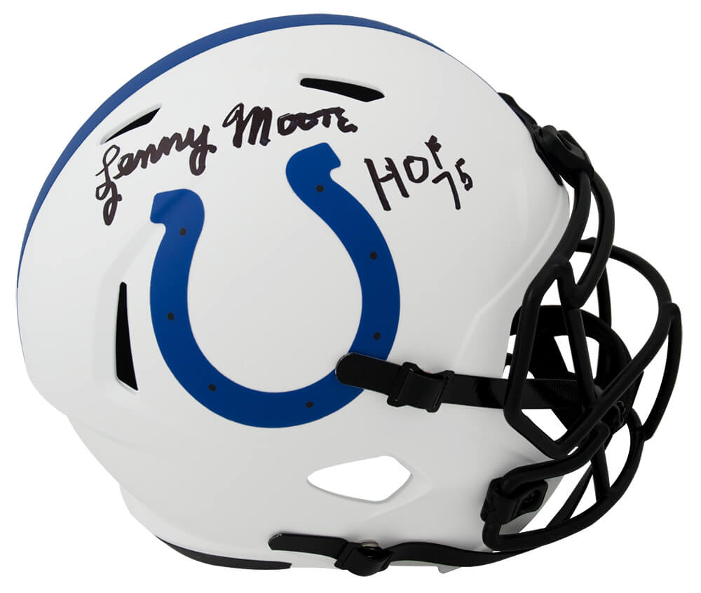 Lenny Moore Signed Colts Lunar Eclipse Riddell Full Size Speed Replica Helmet w/HOF'75 - MOOREP319 - Lenny Moore Signed Colts Lunar Eclipse Riddell Full Size Speed Replica Helmet w/HOF'75 product image