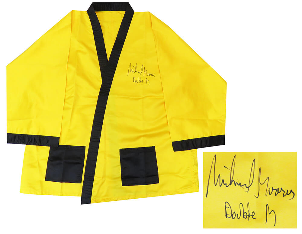 Michael Moorer Signed Everlast Yellow Boxing Robe w/Double M - MOOROB501 - Michael Moorer Signed Everlast Yellow Boxing Robe w/Double M product image