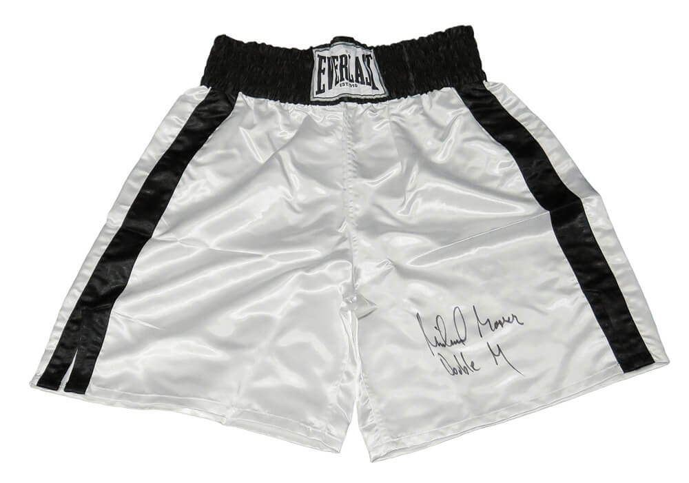 Michael Moorer Signed Everlast White Boxing Trunks w/Double M - MOOTRU500 - Michael Moorer Signed Everlast White Boxing Trunks w/Double M product image