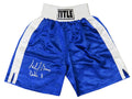 Michael Moorer Signed Title Blue Boxing Trunks w/Double M - MOOTRU504 - Michael Moorer Signed Title Blue Boxing Trunks w/Double M product image