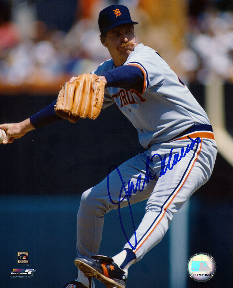 Jack Morris Signed Detroit Tigers Grey Jersey Pitching 8x10 Photo - MOR08P103 - Jack Morris Signed Detroit Tigers Grey Jersey Pitching 8x10 Photo product image