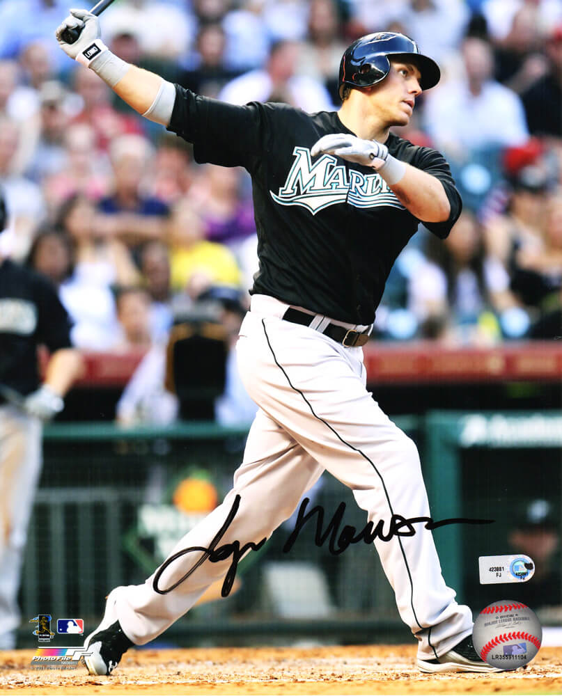 Logan Morrison Signed Marlins Swinging Action 8x10 Photo - MOR08P111 - Logan Morrison Signed Marlins Swinging Action 8x10 Photo product image