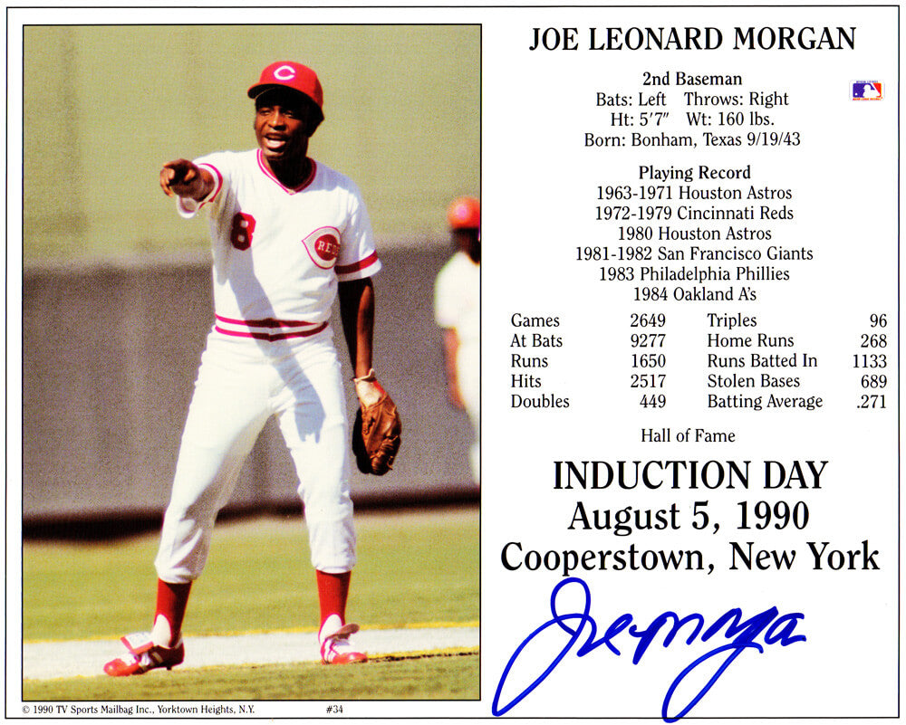 Joe Morgan Signed Cincinnati Reds Hall of Fame Induction Day 8x10 Photo - MOR08P121 - Joe Morgan Signed Cincinnati Reds Hall of Fame Induction Day 8x10 Photo product image
