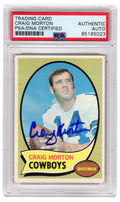 Craig Morton Signed Dallas Cowboys 1970 Topps Football Trading Card #139 - (PSA Encapsulated) - MORCAR301 - Craig Morton Signed Dallas Cowboys 1970 Topps Football Trading Card #139 - (PSA Encapsulated) product image
