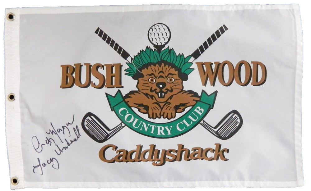 Cindy Morgan Signed Caddyshack Beaver Logo Bushwood Flag w/Lacey Underall - MORFLG500 - Cindy Morgan Signed Caddyshack Beaver Logo Bushwood Flag w/Lacey Underall product image