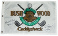 Cindy Morgan & Michael O'Keefe Dual Signed Caddyshack Beaver Logo Bushwood Flag w/Lacey & Noonan - MORFLG551 - Cindy Morgan & Michael O'Keefe Dual Signed Caddyshack Beaver Logo Bushwood Flag w/Lacey & Noonan product image