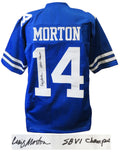 Craig Morton Signed Blue Custom Football Jersey w/SB VI Champs - MORJRY310 - Craig Morton Signed Blue Custom Football Jersey w/SB VI Champs product image