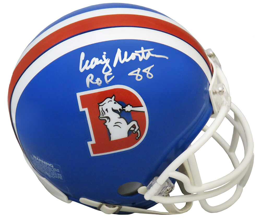 Craig Morton Signed Denver Broncos Throwback Riddell Mini Helmet w/ROF'88 - MORMIN321 - Craig Morton Signed Denver Broncos Throwback Riddell Mini Helmet w/ROF'88 product image