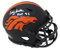 Craig Morton Signed Denver Broncos Eclipse Black Matte Riddell Speed Mini Helmet w/ROF'88 - MORMIN322 - Craig Morton Signed Denver Broncos Eclipse Black Matte Riddell Speed Mini Helmet w/ROF'88 product image
