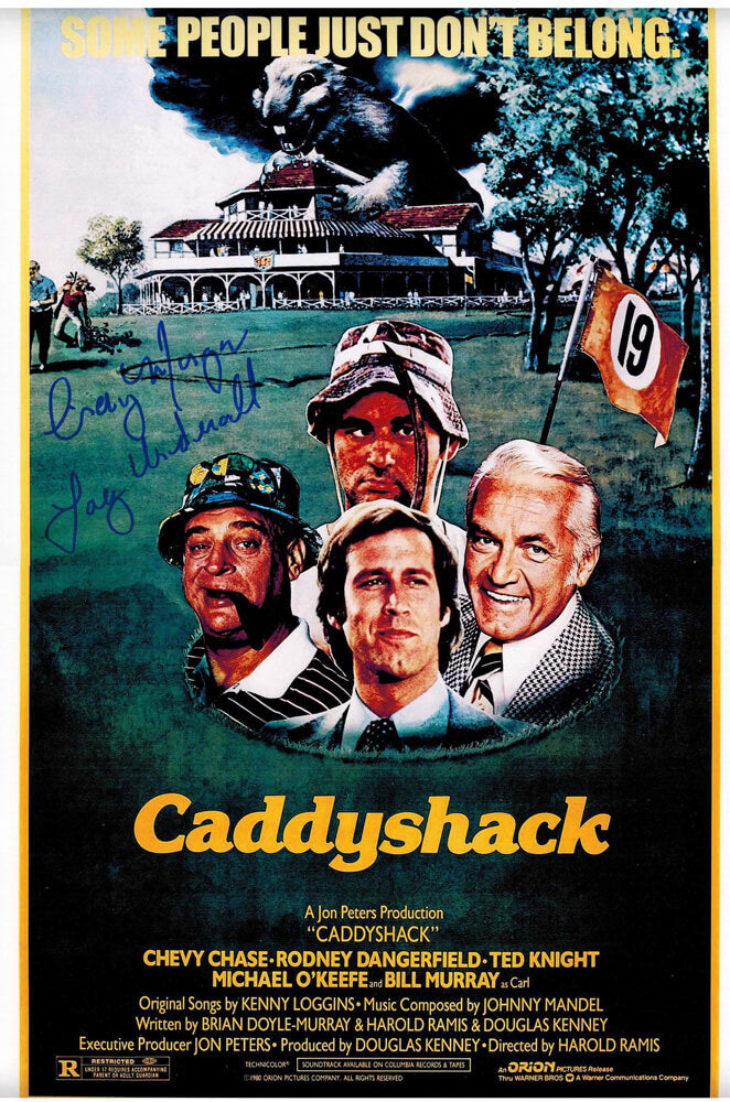 Cindy Morgan Signed Caddyshack 11x17 Movie Poster w/Lacey Underall (In Blue) - MORPST501 - Cindy Morgan Signed Caddyshack 11x17 Movie Poster w/Lacey Underall (In Blue) product image
