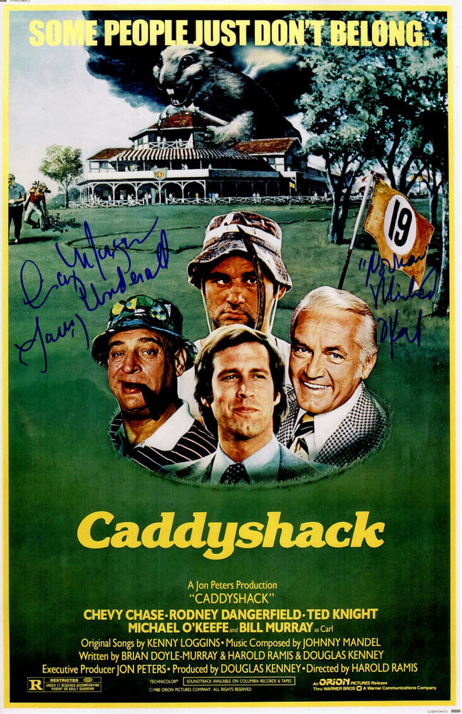 Cindy Morgan & Michael O'Keefe Dual Signed Caddyshack 11x17 Movie Poster w/Lacey Underall & Noonan - MORPST550 - Cindy Morgan & Michael O'Keefe Dual Signed Caddyshack 11x17 Movie Poster w/Lacey Underall & Noonan product image