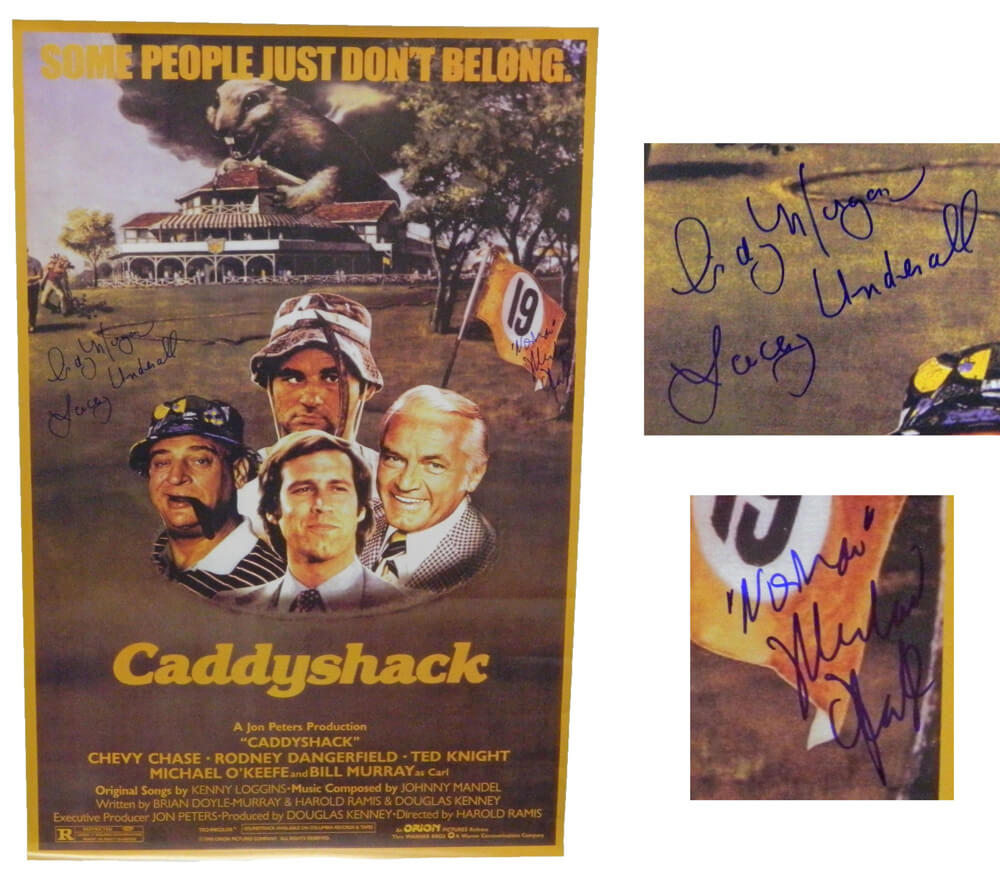 Cindy Morgan & Michael O'Keefe Dual Signed Caddyshack Full Size 24x36 Movie Poster w/Lacey Underall & Noonan - MORPST551 - Cindy Morgan & Michael O'Keefe Dual Signed Caddyshack Full Size 24x36 Movie Poster w/Lacey Underall & Noonan product image