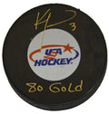 Ken Morrow Signed USA Hockey Logo Hockey Puck w/80 Gold - MORPUC400 - Ken Morrow Signed USA Hockey Logo Hockey Puck w/80 Gold product image