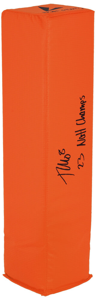 Tyler Morris Signed BSN Orange Football Endzone Pylon w/23 Nat'l Champs - MORPYL310 - Tyler Morris Signed BSN Orange Football Endzone Pylon w/23 Nat'l Champs product image