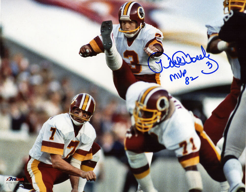 Mark Moseley Signed Redskins Kicking Action 8x10 Photo w/MVP'82 - MOS08P303 - Mark Moseley Signed Redskins Kicking Action 8x10 Photo w/MVP'82 product image