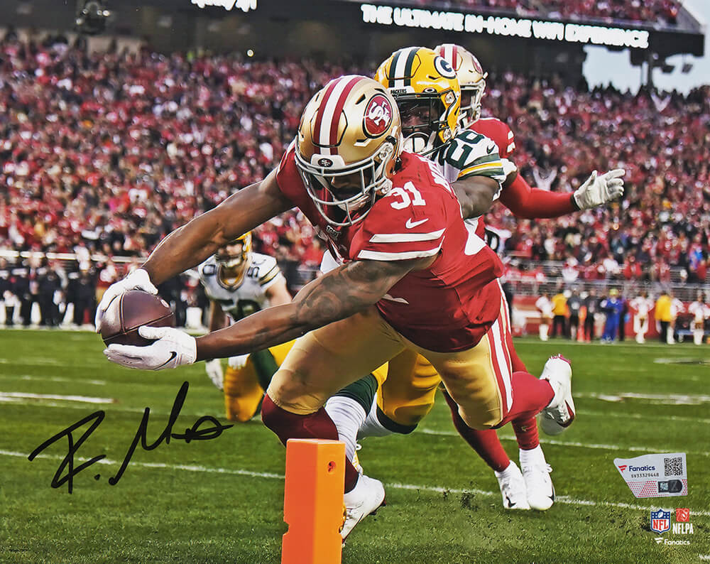 Raheem Mostert Signed San Francisco 49ers Action vs Packers 8x10 Photo (Fanatics) - MOS08P316 - Raheem Mostert Signed San Francisco 49ers Action vs Packers 8x10 Photo (Fanatics) product image