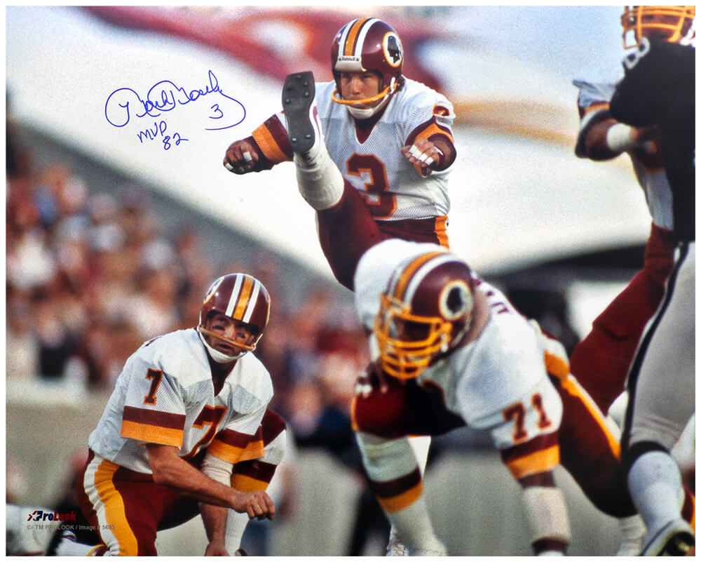 Mark Moseley Signed Washington Football Team Kicking Field Goal Action 16x20 Photo w/MVP'82 - MOS16P310 - Mark Moseley Signed Washington Football Team Kicking Field Goal Action 16x20 Photo w/MVP'82 product image