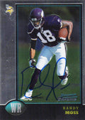 Randy Moss Signed Minnesota Vikings 1998 Bowman Chrome Rookie Football Trading Card #182 - MOSCAR303 - Randy Moss Signed Minnesota Vikings 1998 Bowman Chrome Rookie Football Trading Card #182 product image