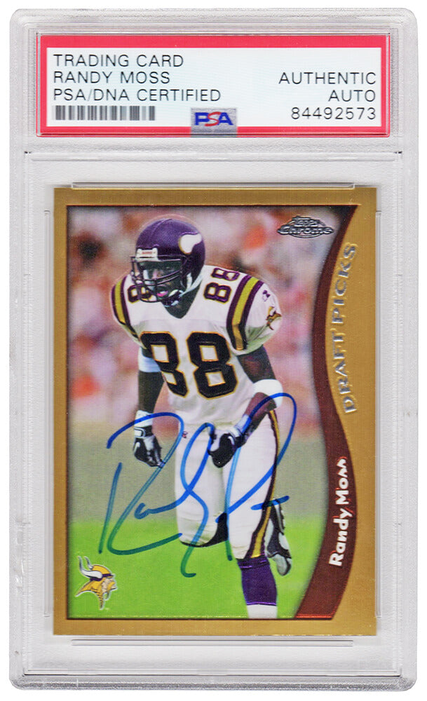 Randy Moss Signed Vikings 1998 Topps Chrome Rookie Card #35 (PSA Encapsulated) - MOSCAR307 - Randy Moss Signed Vikings 1998 Topps Chrome Rookie Card #35 (PSA Encapsulated) product image