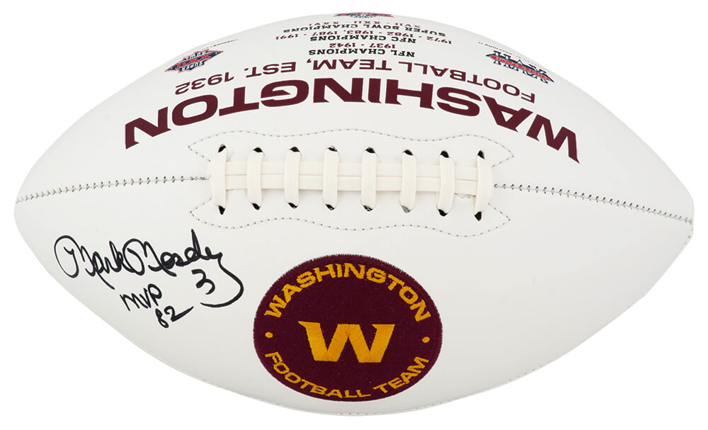 Mark Moseley Signed Washington Football Team Rawlings White Logo Football w/MVP'82 - MOSFTB311 - Mark Moseley Signed Washington Football Team Rawlings White Logo Football w/MVP'82 product image