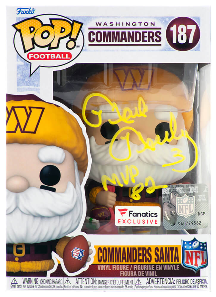 Mark Moseley Signed Washington Commanders SANTA Funko Pop Doll #187 w/MVP'82 - MOSFUN300 - Mark Moseley Signed Washington Commanders SANTA Funko Pop Doll #187 w/MVP'82 product image