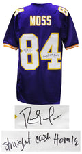 Randy Moss Signed Purple Custom Football Jersey w/Straight Cash Homie - MOSJRY303 - Randy Moss Signed Purple Custom Football Jersey w/Straight Cash Homie product image