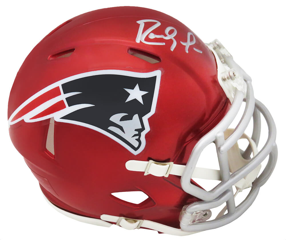 Randy Moss Signed New England Patriots FLASH Riddell Speed Mini Helmet - MOSMIN312 - Randy Moss Signed New England Patriots FLASH Riddell Speed Mini Helmet product image