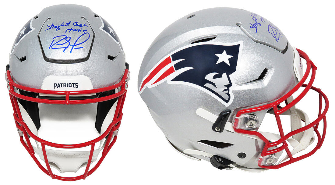 Randy Moss Signed New England Patriots SpeedFlex Riddell Speed Authentic Helmet w/Straight Cash Homie - MOSPRO301 - Randy Moss Signed New England Patriots SpeedFlex Riddell Speed Authentic Helmet w/Straight Cash Homie product image