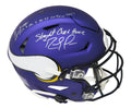 Randy Moss & Cris Carter Signed Minnesota Vikings Riddell SpeedFlex Auth Helmet w/Straight Cash Homie, Catch TD's - MOSPRO302 - Randy Moss & Cris Carter Signed Minnesota Vikings Riddell SpeedFlex Auth Helmet w/Straight Cash Homie, Catch TD's product image