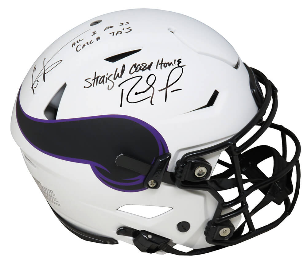 Randy Moss & Cris Carter Signed Minnesota Vikings Lunar Eclipse Riddell SpeedFlex Authentic Helmet w/Catch TD's, Straight Cash Homie - MOSPRO304 - Randy Moss & Cris Carter Signed Minnesota Vikings Lunar Eclipse Riddell SpeedFlex Authentic Helmet w/Catch TD's, Straight Cash Homie product image