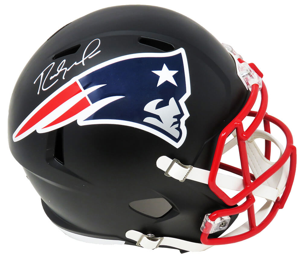Randy Moss Signed New England Patriots Flat Black Matte Riddell Speed Full Size Replica Helmet - MOSREP308 - Randy Moss Signed New England Patriots Flat Black Matte Riddell Speed Full Size Replica Helmet product image