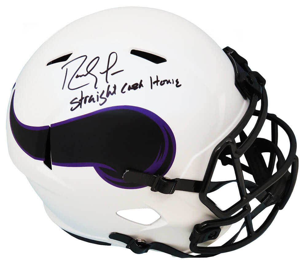 Randy Moss Signed Minnesota Vikings Lunar Eclipse Riddell Full Size Speed Replica Helmet w/Straight Cash Homie - MOSREP316 - Randy Moss Signed Minnesota Vikings Lunar Eclipse Riddell Full Size Speed Replica Helmet w/Straight Cash Homie product image