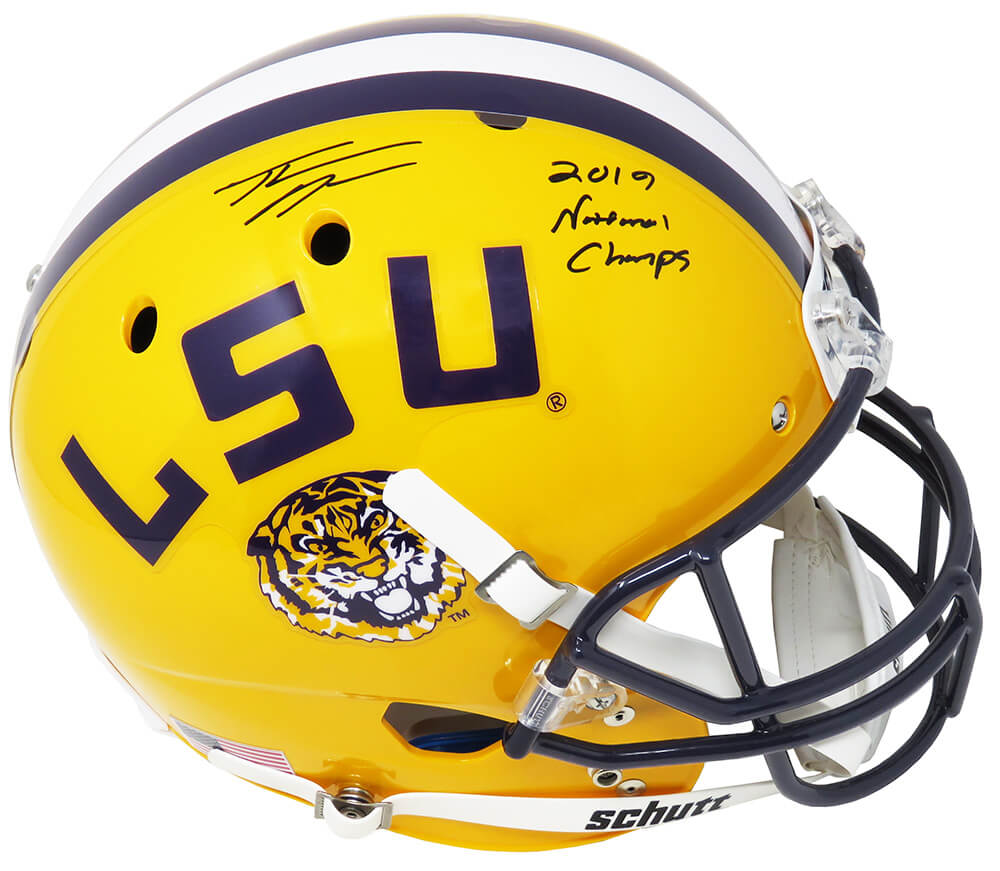 Thaddeus Moss Signed LSU Tigers Schutt Full Size Replica Helmet w/2019 National Champs - MOSREP330 - Thaddeus Moss Signed LSU Tigers Schutt Full Size Replica Helmet w/2019 National Champs product image