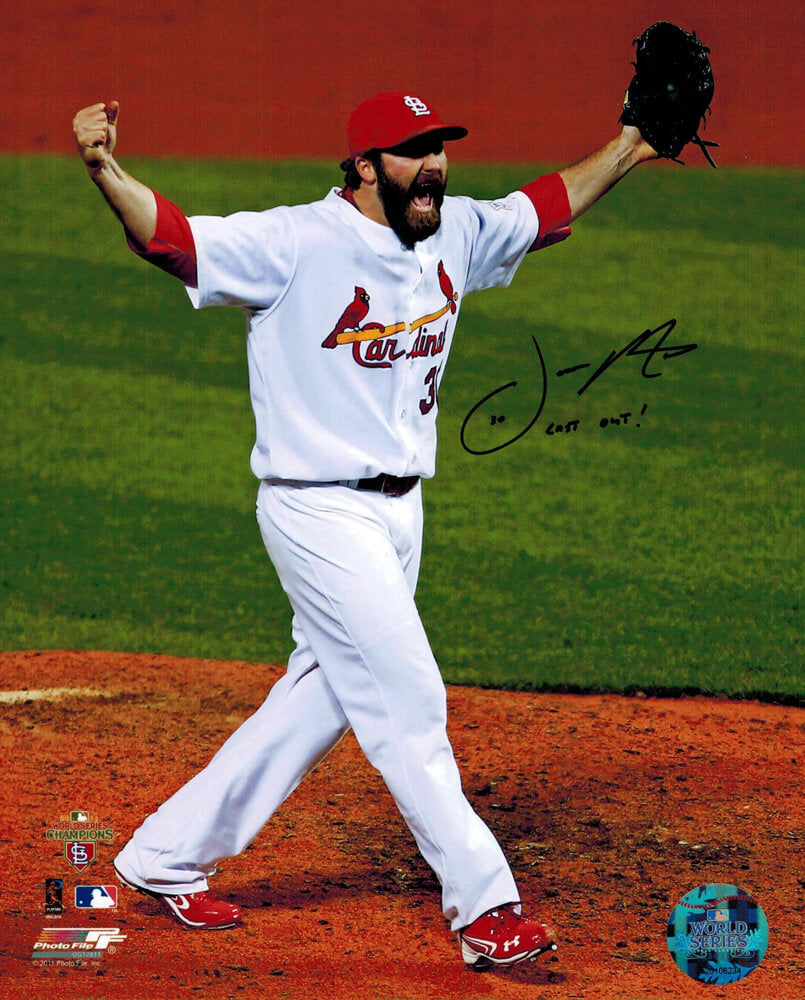 Jason Motte Signed 2011 World Series Last Out 8x10 Photo w/Last Out - MOT08P101 - Jason Motte Signed 2011 World Series Last Out 8x10 Photo w/Last Out product image