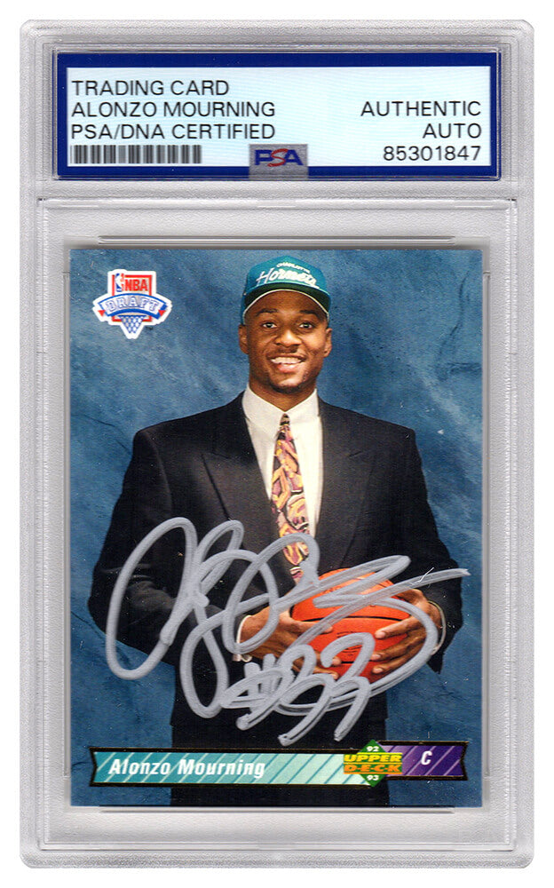 Alonzo Mourning Signed 1992-93 Upper Deck Rookie Basketball Card #2 - (PSA Encapsulated) - MOUCAR223 - Alonzo Mourning Signed 1992-93 Upper Deck Rookie Basketball Card #2 - (PSA Encapsulated) product image