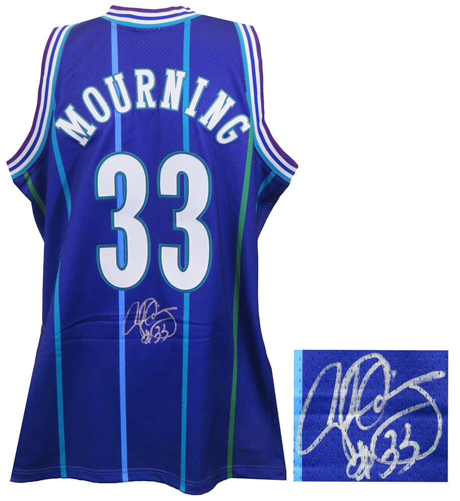 Alonzo Mourning Signed Charlotte Hornets Throwback 1994 Purple M&N Authentic Basketball Jersey - MOUJRY203 - Alonzo Mourning Signed Charlotte Hornets Throwback 1994 Purple M&N Authentic Basketball Jersey product image
