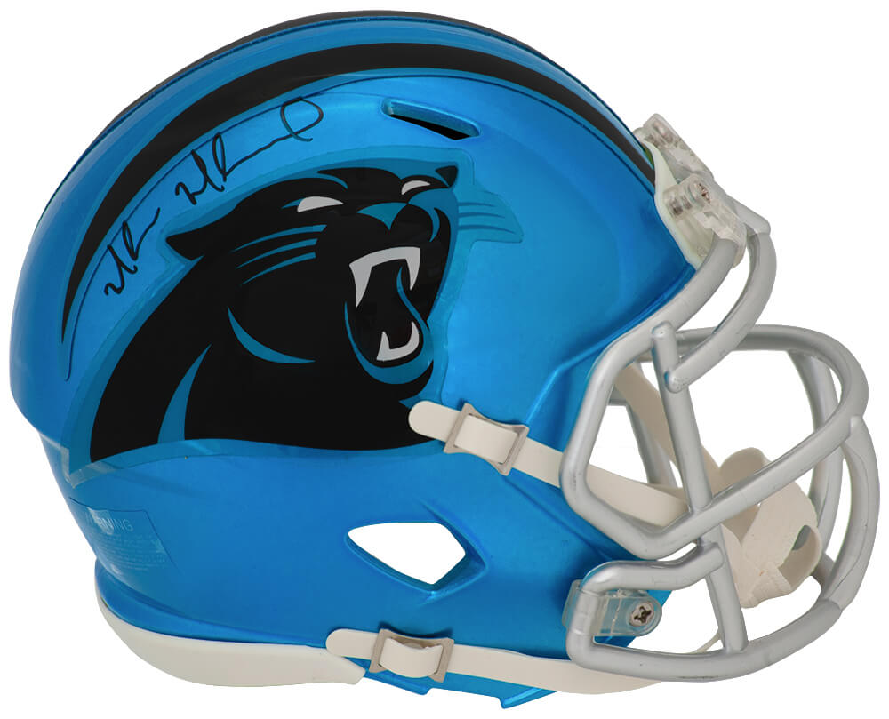 Muhsin Muhammad Signed Carolina Panthers FLASH Riddell Speed Mini Helmet - MUHMIN302 - Muhsin Muhammad Signed Carolina Panthers FLASH Riddell Speed Mini Helmet product image