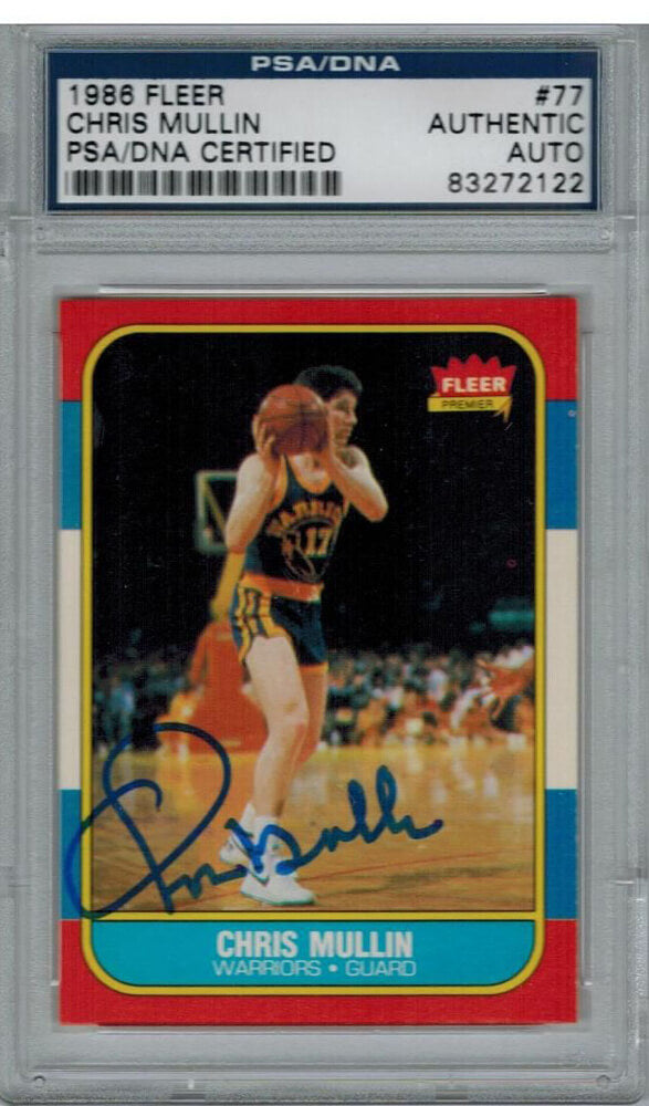 Chris Mullin Signed Warriors 1986 Fleer Rookie Card #77 - PSA/DNA - MULCAR201 - Chris Mullin Signed Warriors 1986 Fleer Rookie Card #77 - PSA/DNA product image