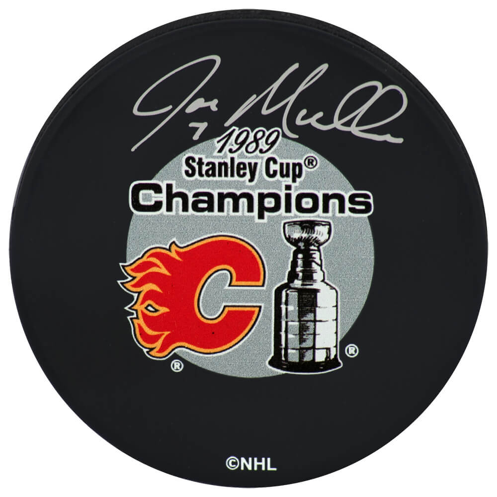 Joe Mullen Signed Calgary Flames 1989 Stanley Cup Champs Logo Hockey Puck - MULPUC403 - Joe Mullen Signed Calgary Flames 1989 Stanley Cup Champs Logo Hockey Puck product image