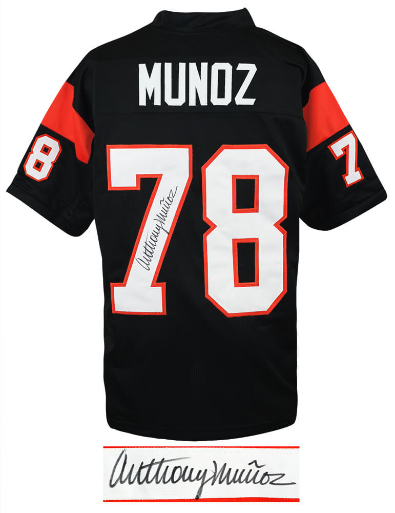 Anthony Munoz Signed Black Throwback Custom Jersey - MUNJRY302 - Anthony Munoz Signed Black Throwback Custom Jersey product image