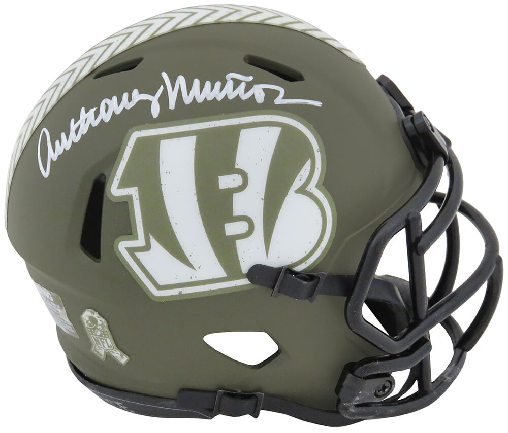 Anthony Munoz Signed Cincinnati Bengals Salute to Service Riddell Speed Mini Helmet - MUNMIN304 - Anthony Munoz Signed Cincinnati Bengals Salute to Service Riddell Speed Mini Helmet product image