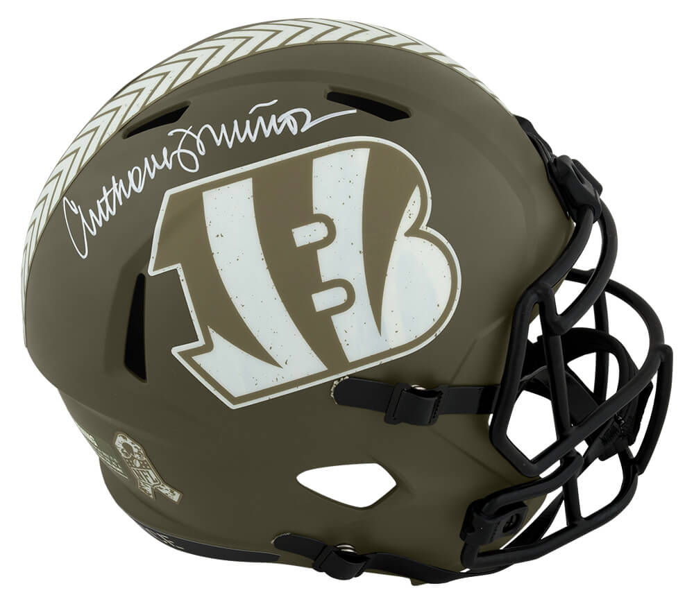 Anthony Munoz Signed Cincinnati Bengals Salute to Service Riddell Full Size Speed Replica Helmet - MUNREP307 - Anthony Munoz Signed Cincinnati Bengals Salute to Service Riddell Full Size Speed Replica Helmet product image