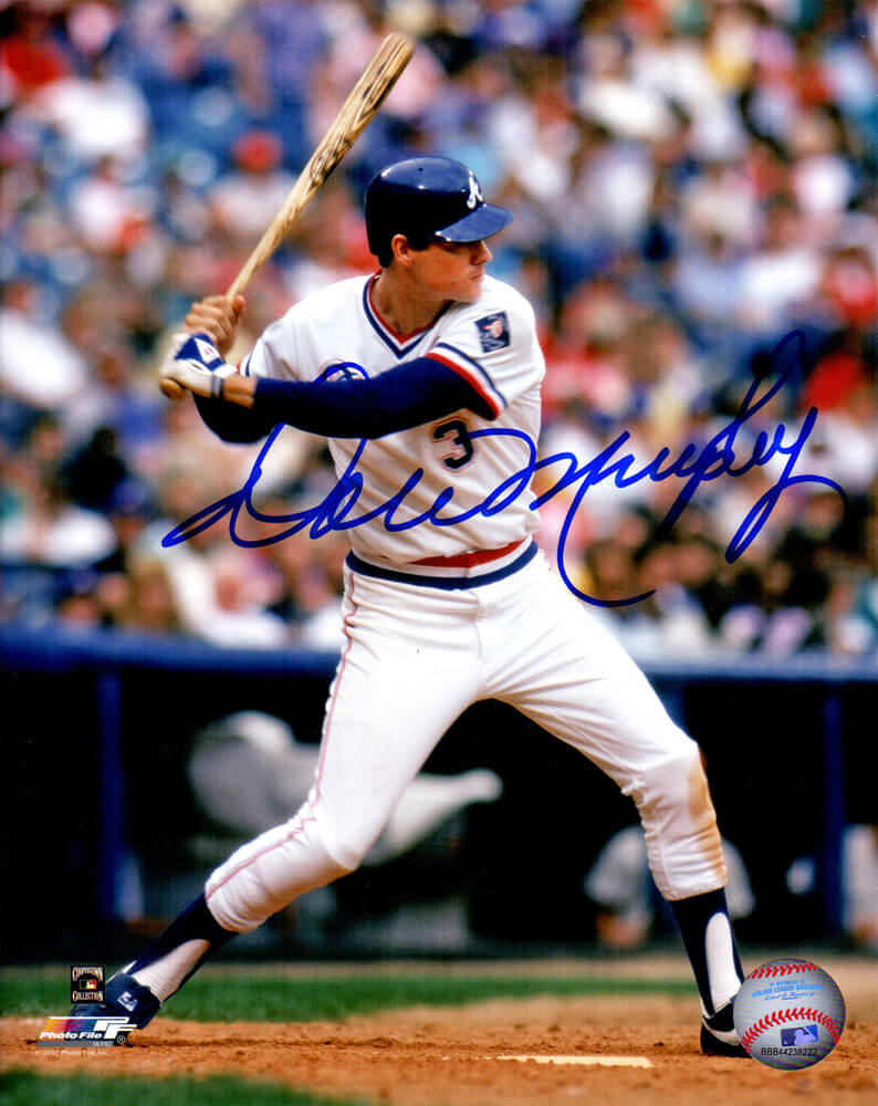 Dale Murphy Signed Atlanta Braves White Jersey Batting Action 8x10 Photo - MUR08P103 - Dale Murphy Signed Atlanta Braves White Jersey Batting Action 8x10 Photo product image