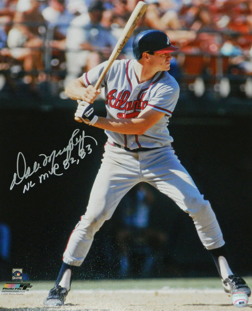 Dale Murphy Signed Atlanta Braves Batting 16x20 Photo w/NL MVP 82,83 - MUR16P103 - Dale Murphy Signed Atlanta Braves Batting 16x20 Photo w/NL MVP 82,83 product image