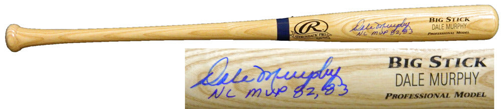Dale Murphy Signed Rawlings Blonde Big Stick Name-Engraved Bat w/NL MVP 82, 83 - MURBAT100 - Dale Murphy Signed Rawlings Blonde Big Stick Name-Engraved Bat w/NL MVP 82, 83 product image