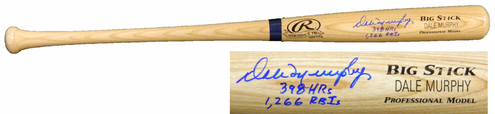 Dale Murphy Signed Rawlings Blonde Big Stick Name-Engraved Bat w/398 HRs, 1266 RBIs - MURBAT102 - Dale Murphy Signed Rawlings Blonde Big Stick Name-Engraved Bat w/398 HRs, 1266 RBIs product image