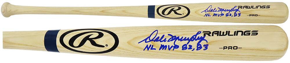 Dale Murphy Signed Rawlings Pro Blonde Blue Ring Baseball Bat w/NL MVP 82, 83 - MURBAT112 - Dale Murphy Signed Rawlings Pro Blonde Blue Ring Baseball Bat w/NL MVP 82, 83 product image