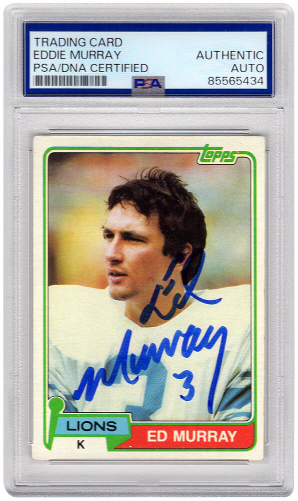 Eddie Murray Signed Detroit Lions 1981 Topps Rookie Football Trading Card #440 - (PSA Encapsulated) - MURCAR301 - Eddie Murray Signed Detroit Lions 1981 Topps Rookie Football Trading Card #440 - (PSA Encapsulated) product image