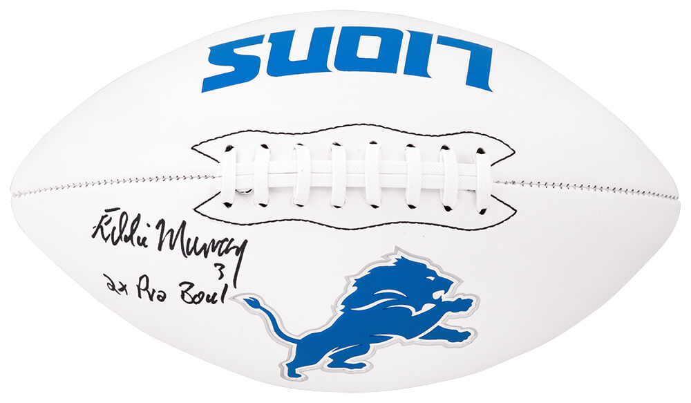 Eddie Murray Signed Detroit Lions Logo Franklin White Football w/2x Pro Bowl - MURFTB310 - Eddie Murray Signed Detroit Lions Logo Franklin White Football w/2x Pro Bowl product image